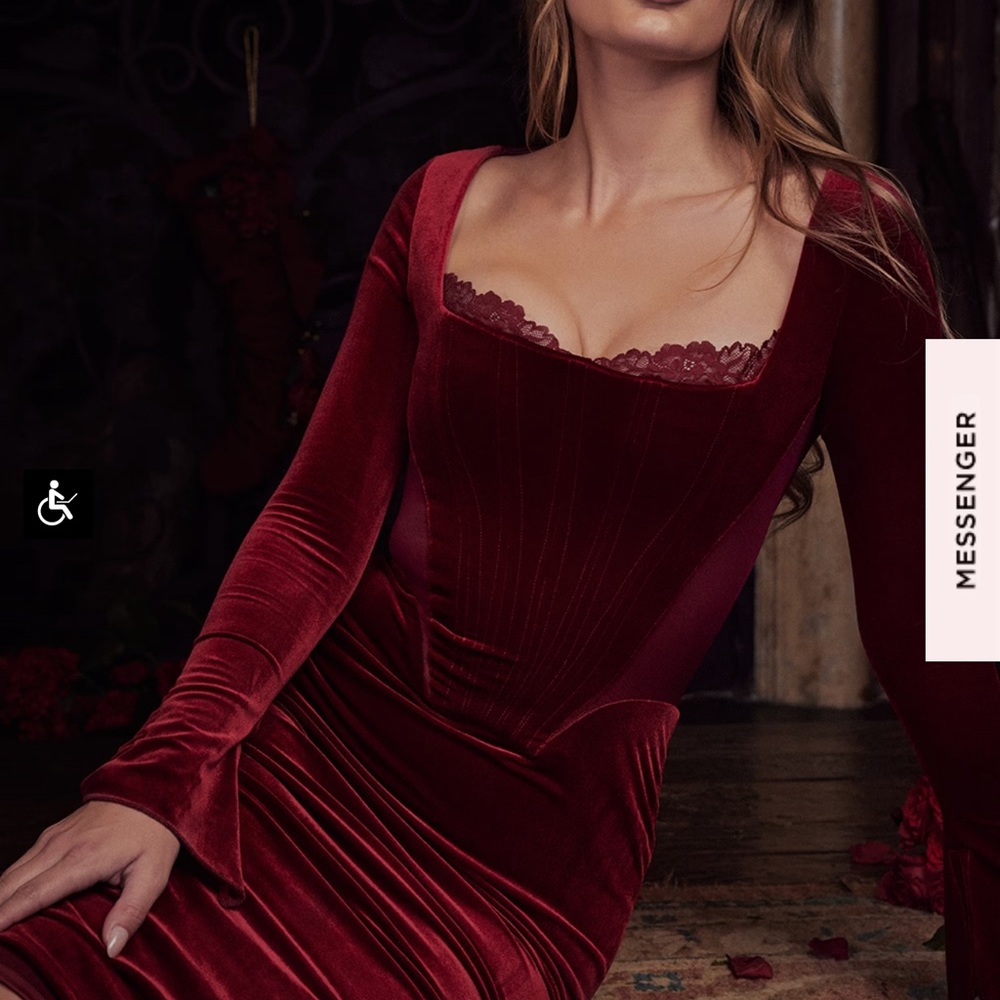 House of CB Solaine wine velvet dress